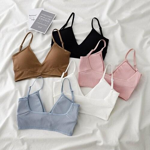 WOMEN BRAS Cotton thread will spot summer before new French V condole belt vest after U strapless bra with female net price