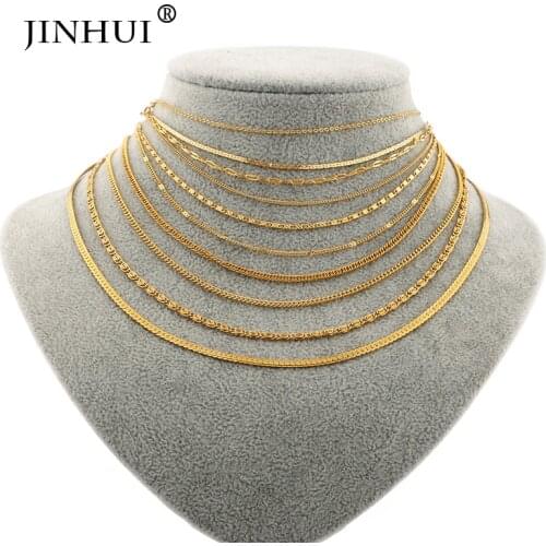 Jin Hui African Middle East women Trendy Golden Necklaces Length 45cm fashion Jewelry Birthday present Lovers Necklaces gift
