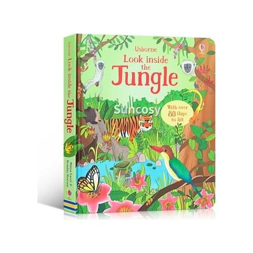 1book/set, Jungle English Educational 3D Flap Picture Books Enchanted Forest Children Kids Reading Book,Early Education Book