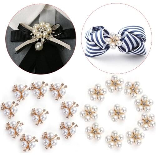 10pcs/set DIY Flower Rhinestones Buttons Pearl button Alloy Diamante Cryustal Bow wedding decoration Sewing Decor Accessories