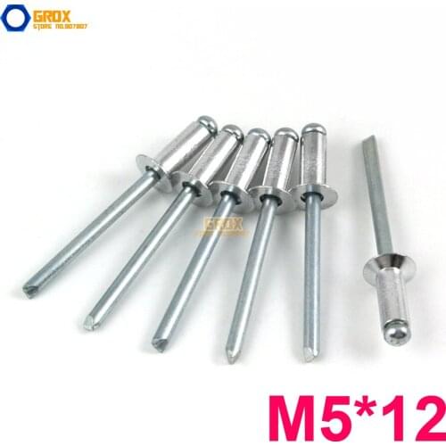 100 Pieces M5*12 Aluminum Countersunk Blind Rivet Pop Rivet Open End