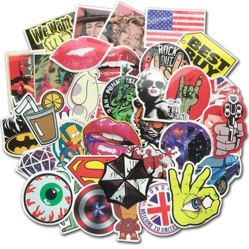 100 PCS Not Repeat Cute Cartoon Cool Graffiti Stickers Bomb For Skateboard Luggage Laptop Guitar Car PVC Waterproof Decals Pack