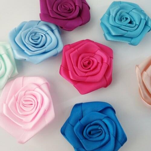 5.5CM(2.165") 100pcs/lot Wholesale Satin Colorful Rose Bud Clothing Accessories 3D Rose Single Head Home Decor Material rose