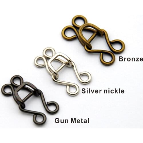 DIY 90sets/pack 15# metal brass hooks / eyes pant skirt trousers hooks silver/black/bronze free shipping HE-018