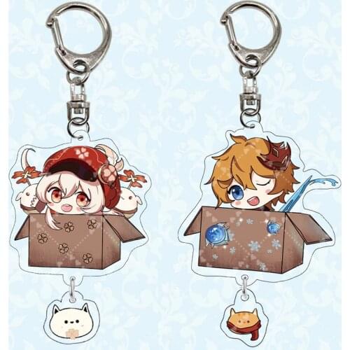 Anime Genshin Impact Keychain Acryli Hutao Zhongli Diluc Xiao Man Key Chain for Women Accessories Cute Bag Pendant Key Ring Gift
