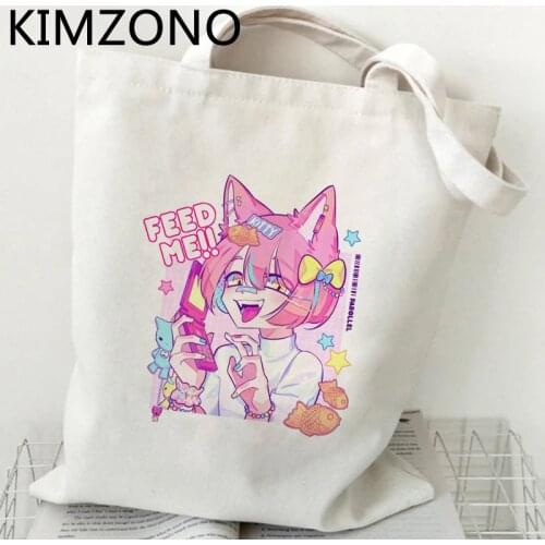 Harajuku Anime shopping bag grocery canvas bag bolsas reutilizables bolsas ecologicas boodschappentas string sac toile