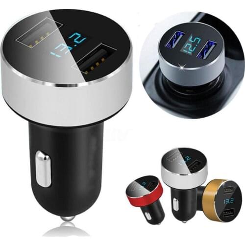 Dual Ports 3.1A USB Car Charger Cigarette Charger Lighter 12V/24V Digital Voltmeter Fast Charging Adapter Auto Car Accessories