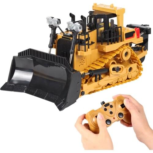 BC1032 Remote Control Bulldozer 1/24 RC Car 2.4Ghz 9 Channel Dozer Front Loader Toy with Light and Sound Kids Toy for Children