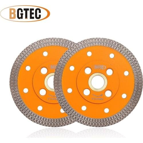 BGTEC 2pcs Dia 4"/105mm Hot pressed X Mesh Turbo Diamond Saw blade Diamond height 10MM Cutting Disc for Marble Ceramic Tile