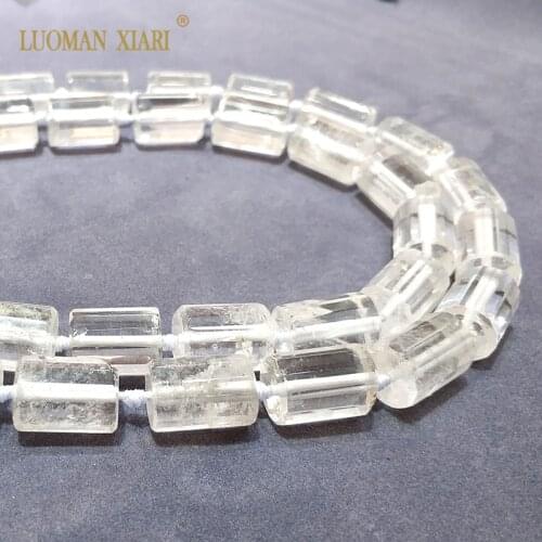LUOMAN XIARI Natural Rock Quartz Cylindrical Facted Stone Beads For Jewelry Making DIY Bracelet, Necklace 11*16 mm Strand 15"