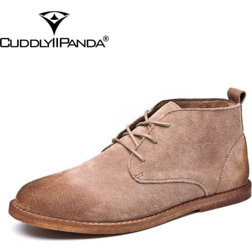CuddlyIIPanda 2019 Autumn British Style Fashion Boots Cowhide Suede Men Ankle Boots Vintage Chelsea Boots Wild Western Boots