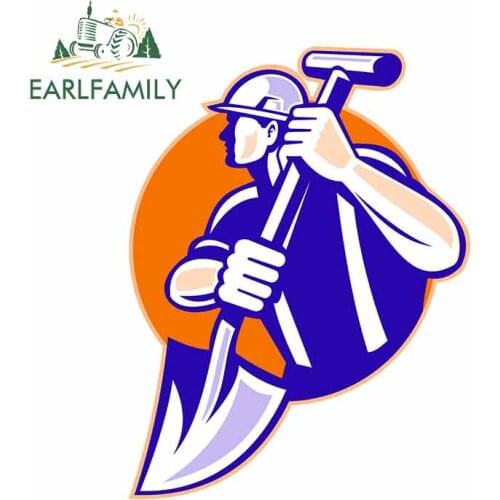 EARLFAMILY 13cm x 9.8cm for Construction Worker Symbol Funny Car Stickers DIY Custom Printing Waterproof 3D Vinyl Decal Vehicle