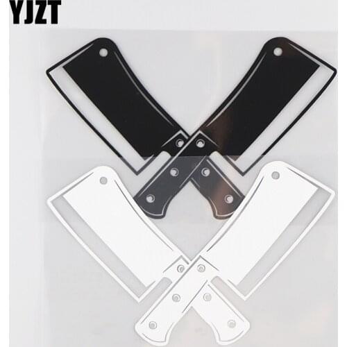 YJZT 15.1×9.4CM Personalized Two Kitchen Knives Funny Pattern Car Sticker Vinyl Decal Black/Silver 20D-0156
