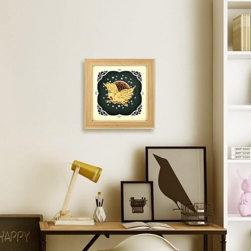 Creative Modern Framed painting Success Horse Wall Art Pictures for Living Room Flying Horse Gold Foil Art Pictures Home Decor