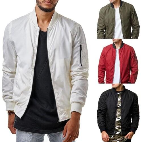 Men Loose Outdoor Sport Baseball Bomber Casual Jacket Autumn O neck Red Black White Amy Green Colors Autumn Spring Jacket man