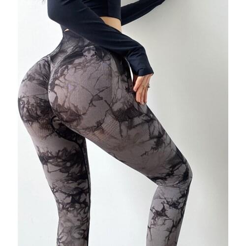 BINAND Tie Dye Sport Leggings High Waist Yoga Pants Women Push Up Fitness Leggings Slim Tights Running Leggings Training Pants