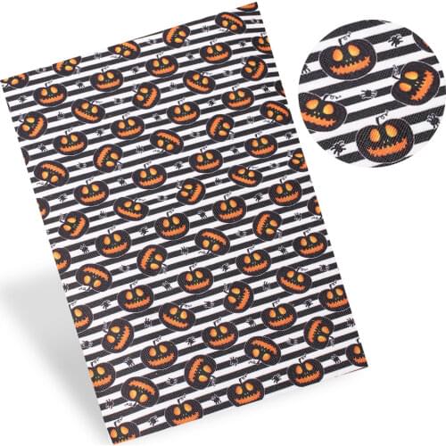 IBOWS 22*30cm Faux Synthetic Leather Fabric Cartoon Printed Halloween Faux Leather Sheet DIY Christmas Gifts Girls Accessory