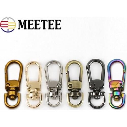 Meetee 10/20pcs 8X41mm Metal Chain Hook Buckle KeyChain Spin Hang Clasp DIY Pendant Jewelry Snap Lobster Buckles Bag Accessories