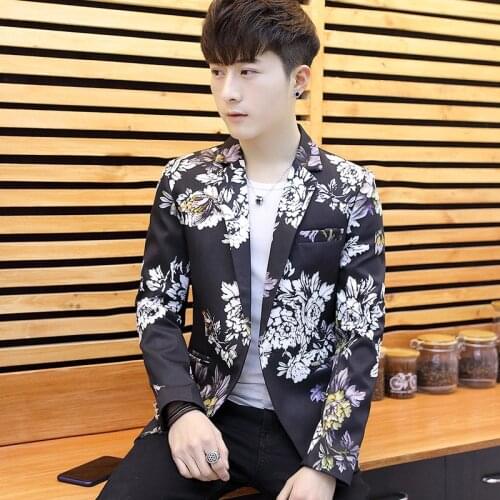 2022 Mens Printed Casual blazer Trendy Youth Slim Fit Handsome blazer