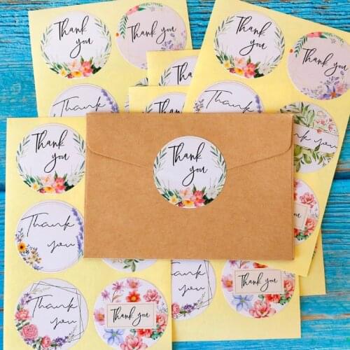 60pcs Cute Floral Thank You Stickers Wedding Party Gift Packaging Sealing Labels Scrapbooking Stationery Stickers Bakery Sticker