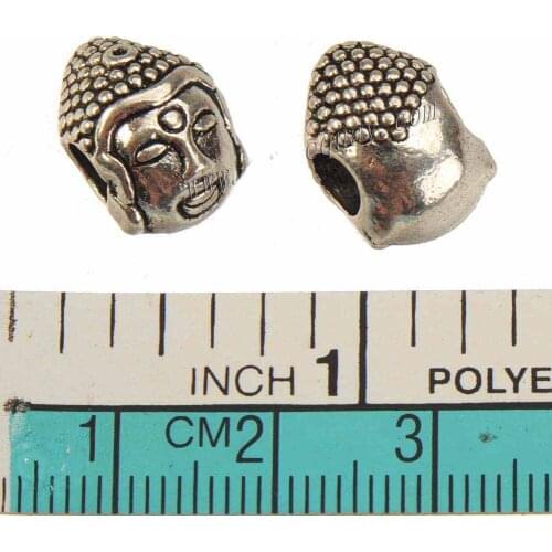 Slider Beads For Round Ropes Bracelets Charms Religion Buddha Large Hole Silver Metal Wholesalers Jewelry Components 14mm 20pcs