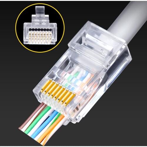 OULLX RJ45 Connector Ethernet cable Plug Cat6 Cat5 Cat5e RJ45 Jack Network 8p8c Unshielded Modular UTP Keystone 20/50/100pcs