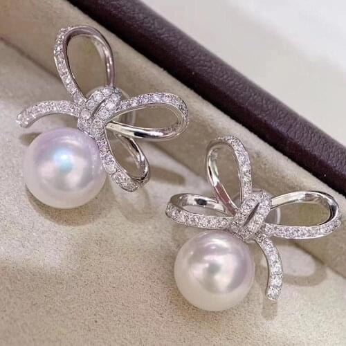 D821 Pearl Earrings Fine Jewelry 925 Sterling Silver Round 7-8mm Fresh Water White Pearls Stud Earrings for Women Presents