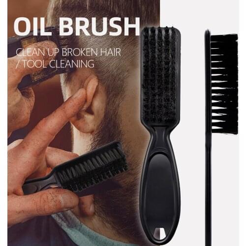 Plastic Handle Fade Brush Comb Scissors Cleaning Brush Barber Shop Skin Fade Vintage Oil Head Shape Carving Cleaning Brush