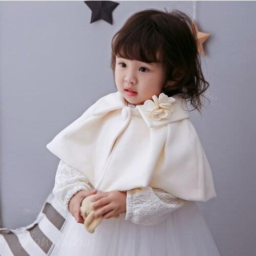 Baby Girls Woollen Ivory Boleros Formal Flower Wedding Party Coat Baby Girl Princess baptism christening Cape Toddler outerwear