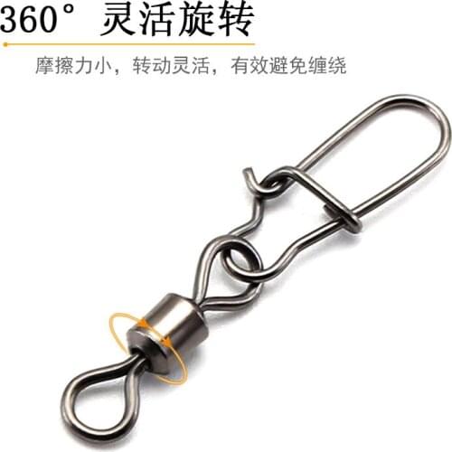 Super strength 50pcs pin swivel connector 7# Fishing Tackle Accessories Stainless Steel Fishing Connector Bearing Rolling Snap