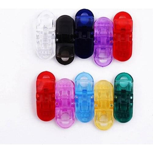Sutoyuen 2019 New Arrival 100pcs 5mm Transparent Plastic Pacifier Clips Attache Sucette Soother Holder For Baby Chain Cute