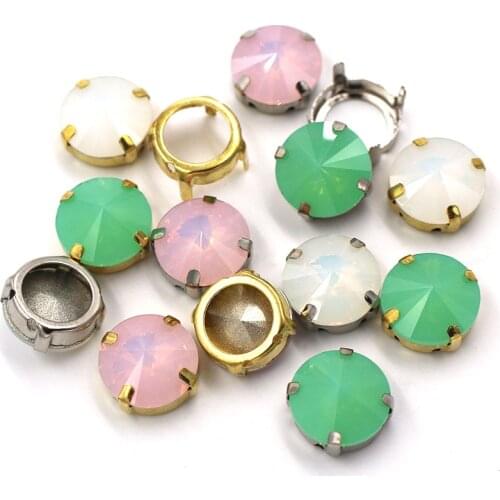 Wedding Decoration Round Shape Glass Crystal Rivoli Opal Claw Setting Rhinestones Sew On Dress/Crafts/Lace/Clothing