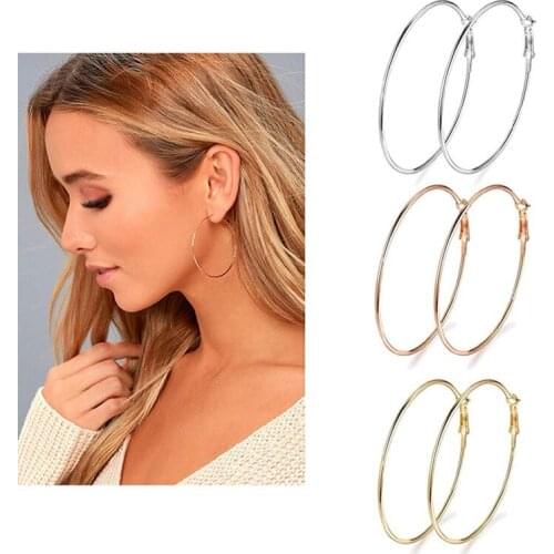 Ear Rings for Women Stainless Steel Hoop Earrings Gold Earrings Minimalist Big Circle Ear Buckle Earrings Hip Hop Circle Jewelry
