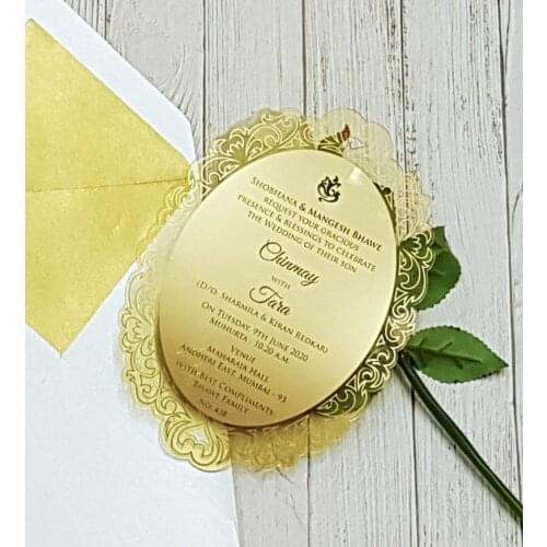 Vintage Acrylic Invitation, Luxury Invitation, Wedding Invitations, Mirror Gold Acrylic, Bride Groom Names