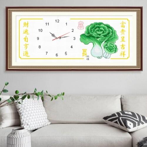 Вышивка крестом cross stitch kits printed fabric Cabbage clock wall decoration crafts for kids and fun home activities