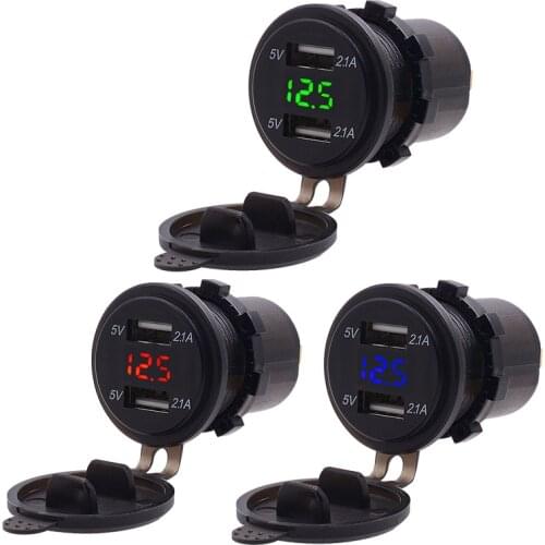 USB Charger Cover for Motorcycle Auto Truck ATV Boat LED Car 4.2A Dual USB Socket 12 24V auto usb Charger Power Adapter