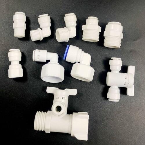 Clip-Free Straight Elbow Tee Hose OD Tube Quick Connect External Thread FemaleThread Inlet 3-way Ball Valve1/4"&3/8"&1/2" Pipe"