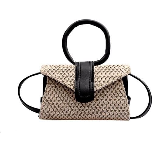 2020 Fashion Summer Ladies Fresh Style Straw Braid Shoulder Bag Girls Simple Square Crossbody Casual Messenger Handbags Purse
