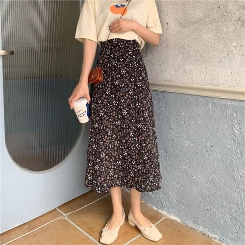 Womens Skirt Vintage Clothes Long Skirts White Harajuku Summer High Waist Streetwear 2021 Fashion flowy Spring Elastic Chiffon