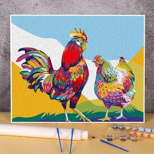 Animal Chicken Painting By Numbers Package Oil Paints 40*50 Oil Painting Home Decoration For Adults Handicraft For Wholesale