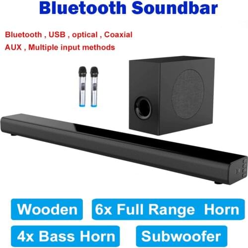 L5 L7 Bluetooth soundbar Wall hanging pure wood tv speaker Subwoofer 3D surround sound home theater 10 horn Integrate