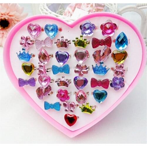1 BOX Fancy Adjustable Gem Rings Princess Party Favors Kids Girls Gifts Action Figure Toy