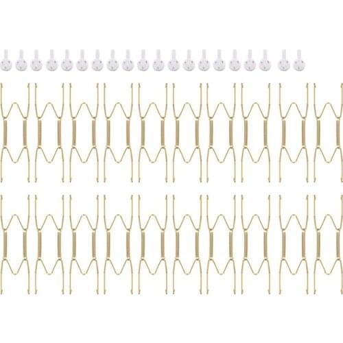 20 Pieces 6 Inch Invisible Plate Hangers Wall Plate Hangers Brass Wire Plate Holders with 20 Pieces Wall Hooks Retail