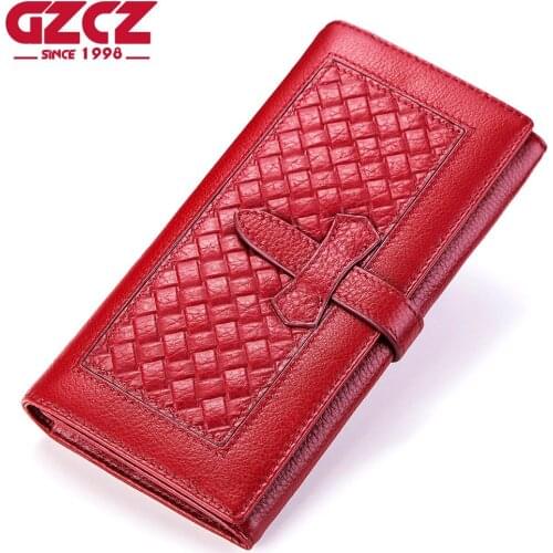 2020 New Womens Genuine Leather Purse Woven Pattern Fashion Trend Hand Bag Large Capacity Zero Money Bag Wallets for Women