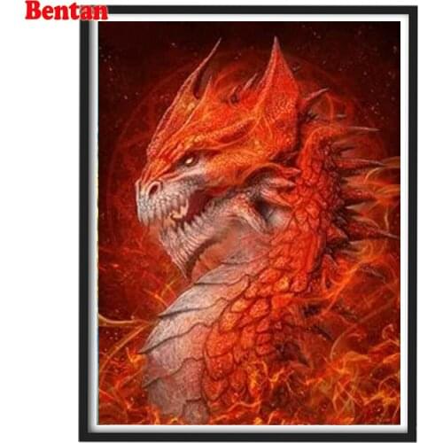 5D Diy Diamond Painting Red Flame Dragon Cross Stitch Needlework Gift Full Round Embroidery Rhinestone Unfinished Decoration