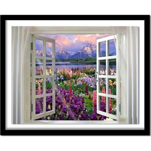 Diamond painting full square/round Diamond embroidery,Window view.Cross Stitch Rhinestone Wall Sticker BK