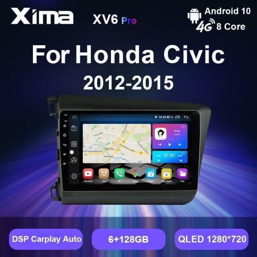 XIMA XV6 Pro Android 10 WiFi DSP 2 din dvd Carplay Car Radio Multimidia Video Player Navigation GPS For HONDA CIVIC 2012-2015