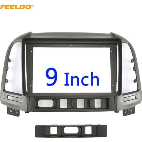 FEELDO Car Audio Stereo 2DIN Fascia Frame Adapter For Hyundai Santafe 9" Big Screen DVD Player Dash Fitting Panel Frame Kit
