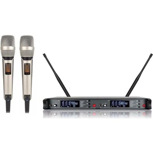 Bolymic Microphone Cordless uhf Dual Wireless Microphone System Diversity Karaoke handheld lavalier Mic Professional For singing