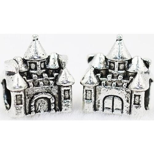 Alloy plating castle Beads charm bracelet beaded 5mm Big hole Beads fit Charm bracelet necklace DIY